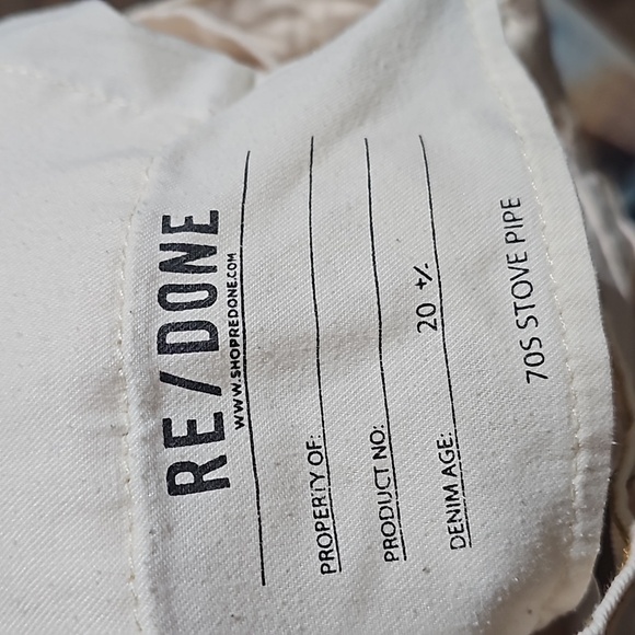 Re/Done Vintage White Worn Raw Distressed Hem 5 Button Jeans Size 29 - Picture 5 of 7